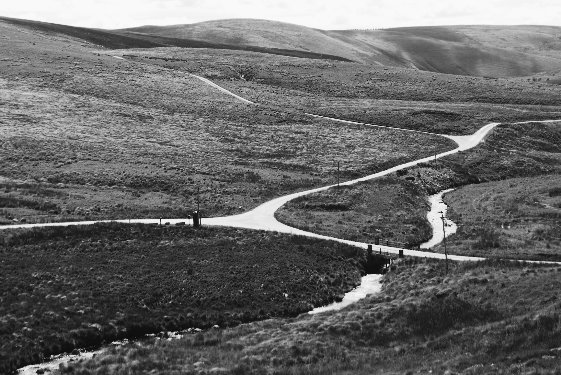 Photograph of paths through hills
